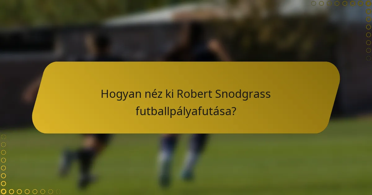 Hogyan néz ki Robert Snodgrass futballpályafutása?