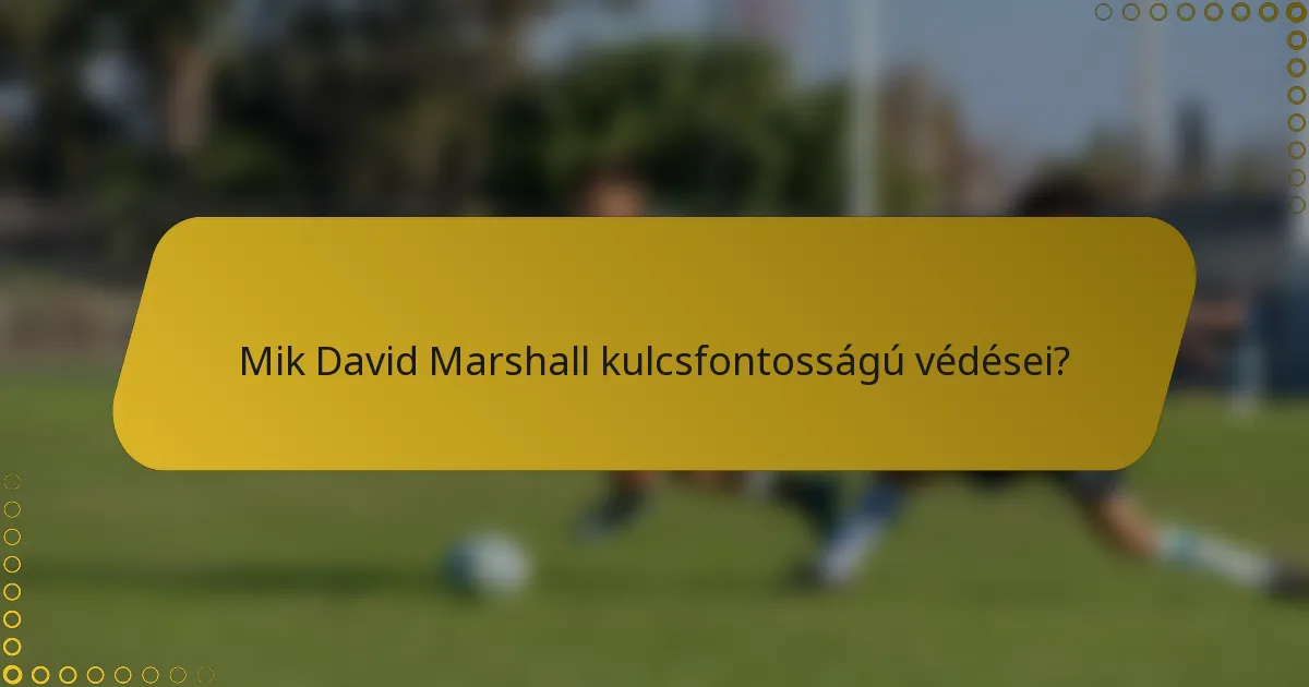 Mik David Marshall kulcsfontosságú védései?