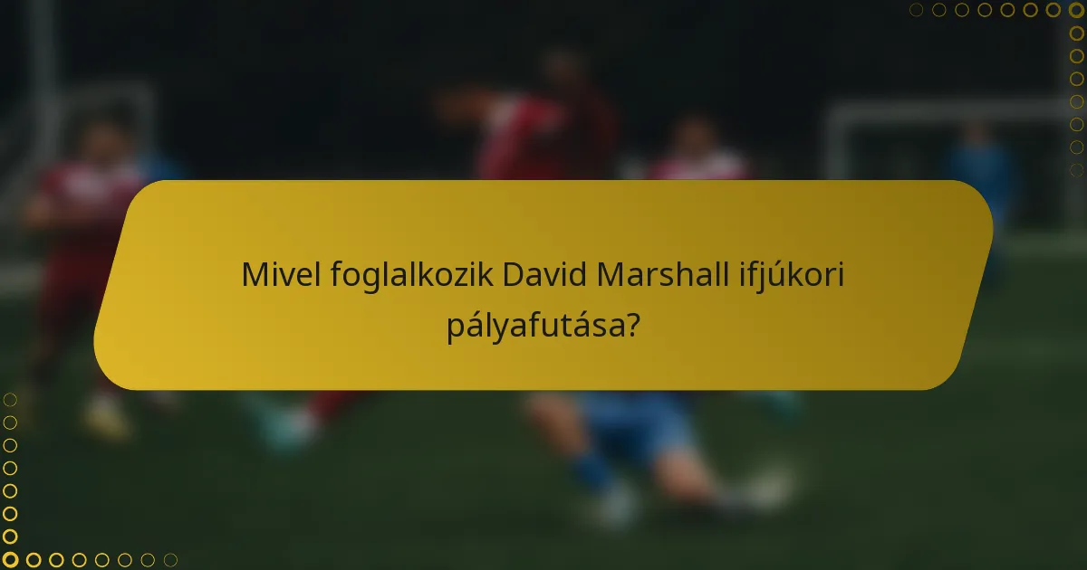 Mivel foglalkozik David Marshall ifjúkori pályafutása?